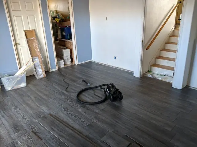 Flooring installation in progress