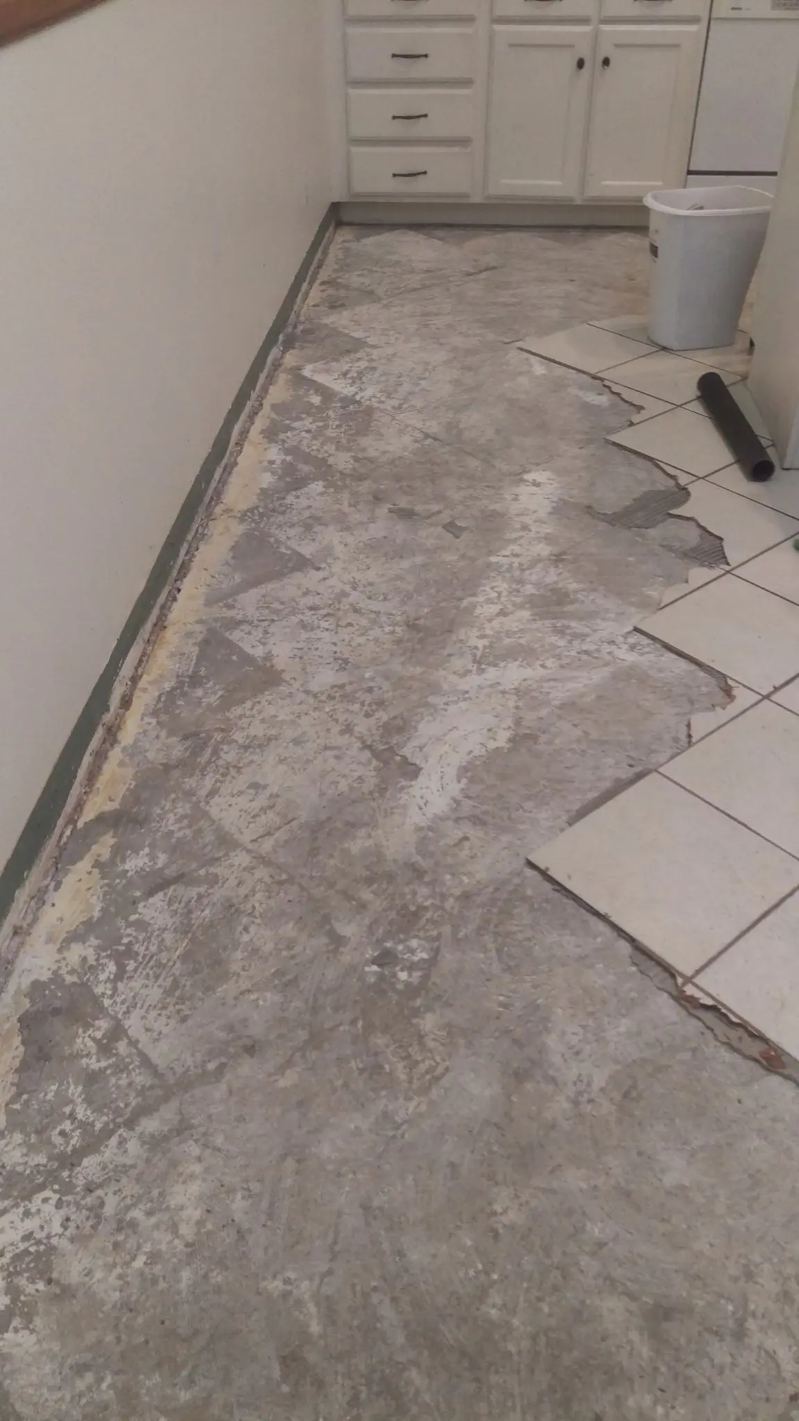 Old flooring removed, subfloor exposed